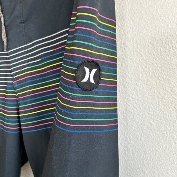 Hurley Swim Trunks Mens 32 Rainbow Stripe Board Shorts Unlined Waist Tie - Picture 4 of 10
